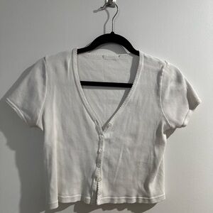 White Button-Up Cropped Top
